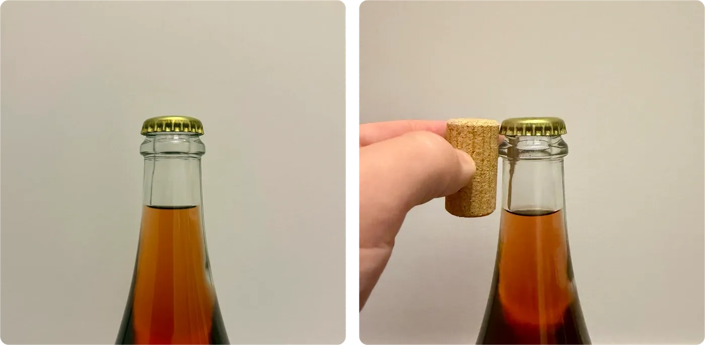 Recommended wine fill level for a pressure-rated bottle