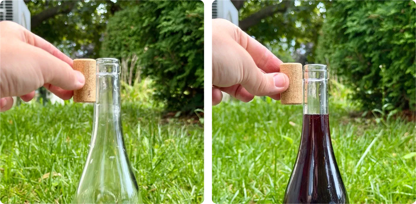 Recommended wine fill level for a regular bottle